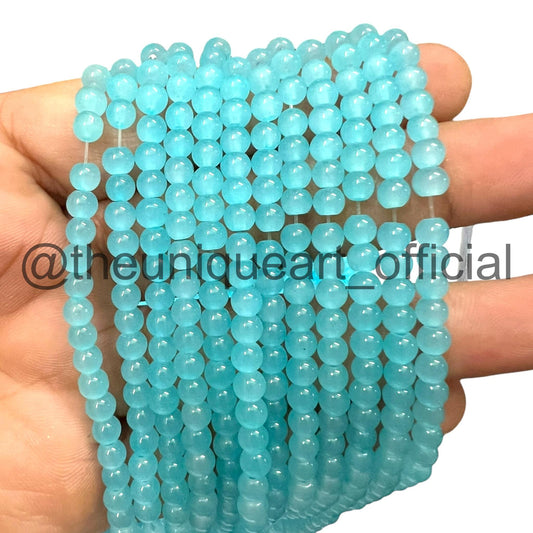 4mm Aqua Glass Jelly Beads