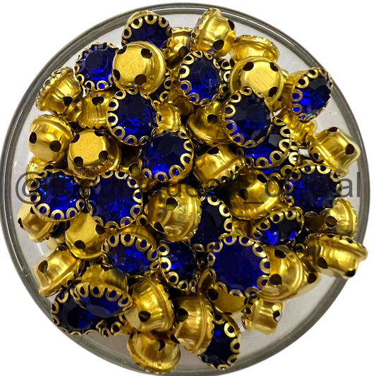 Blue 8mm Round Sunflower Clip Stone