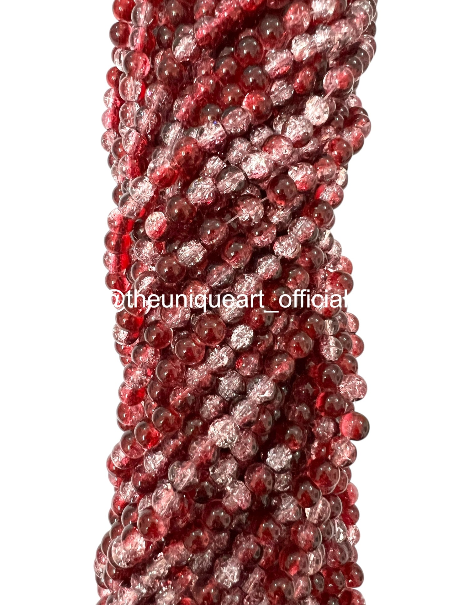 Maroon Crackle Glass Beads 8mm