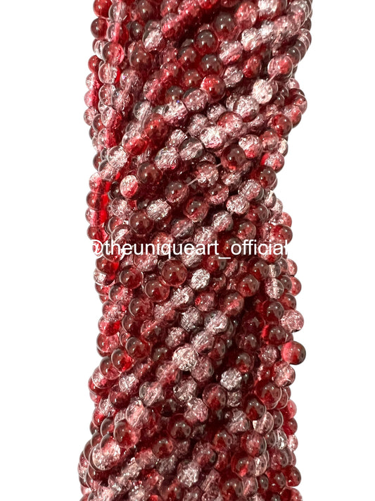 Maroon Crackle Glass Beads 8mm
