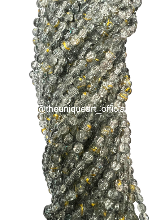 Dual Grey Crackle Glass Beads 8mm
