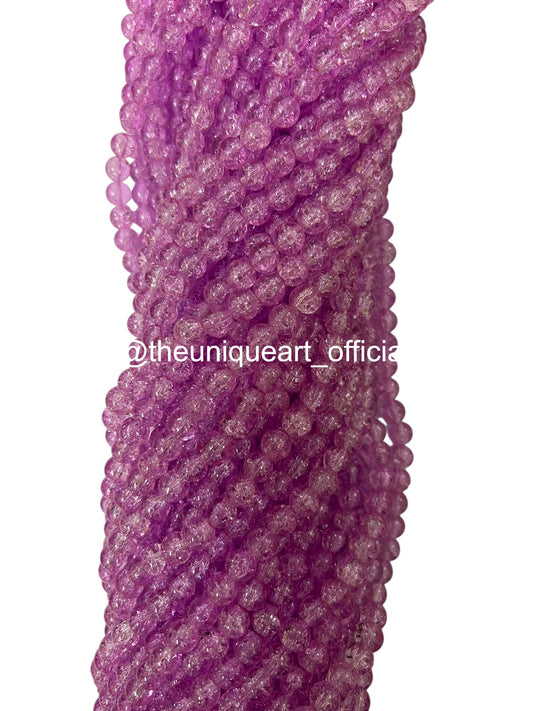 Pastel Light Rani Crackle Glass Beads 8mm