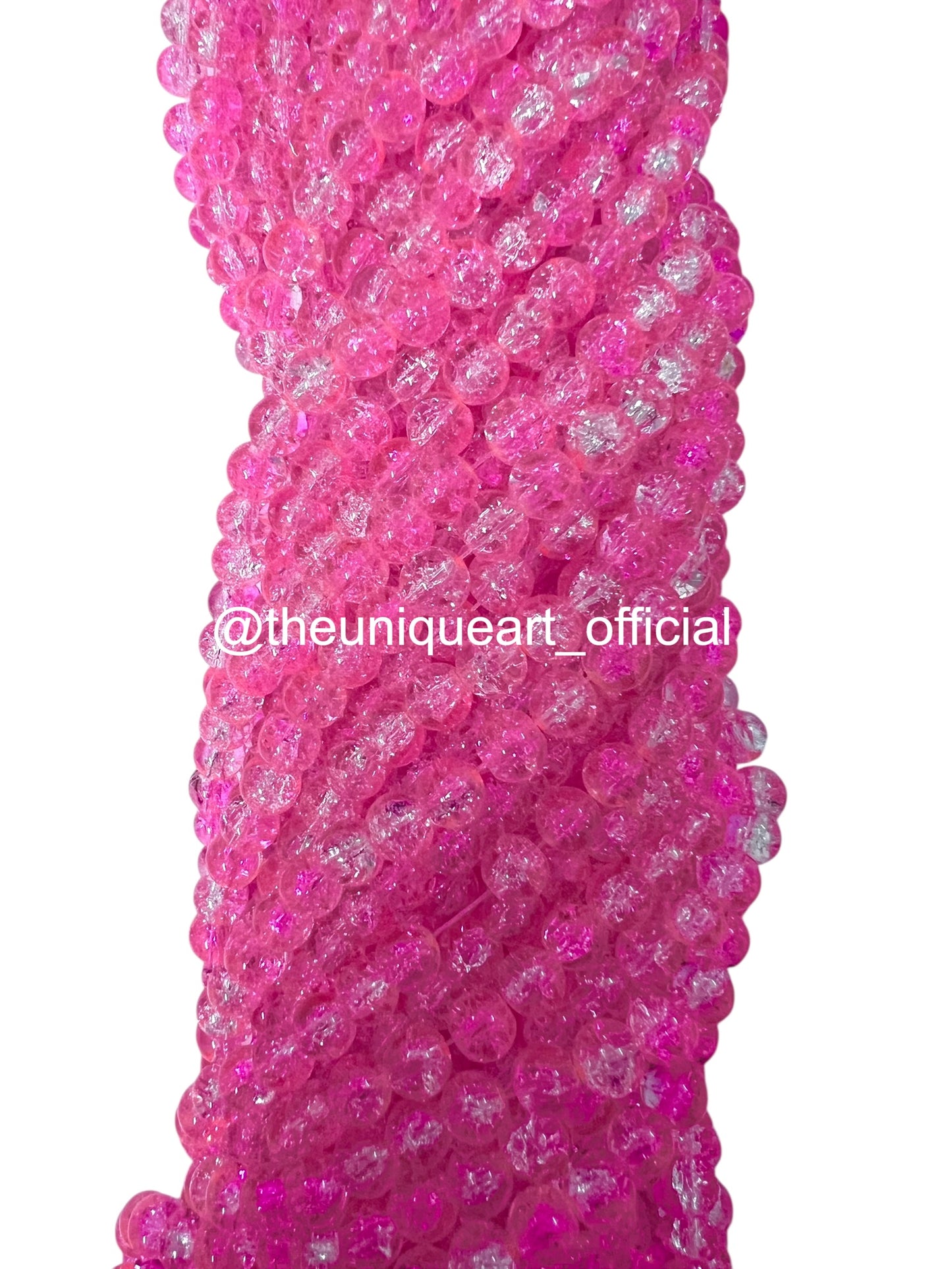 Dark Pink Crackle Glass Beads 8mm (2)