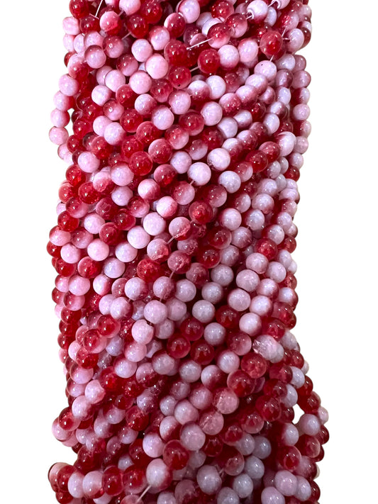 Milky Red Crackle & Jelly Beads 8mm