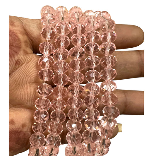 Loose 8mm peach glass crystal round beads with iridescent shimmer for jewellery making