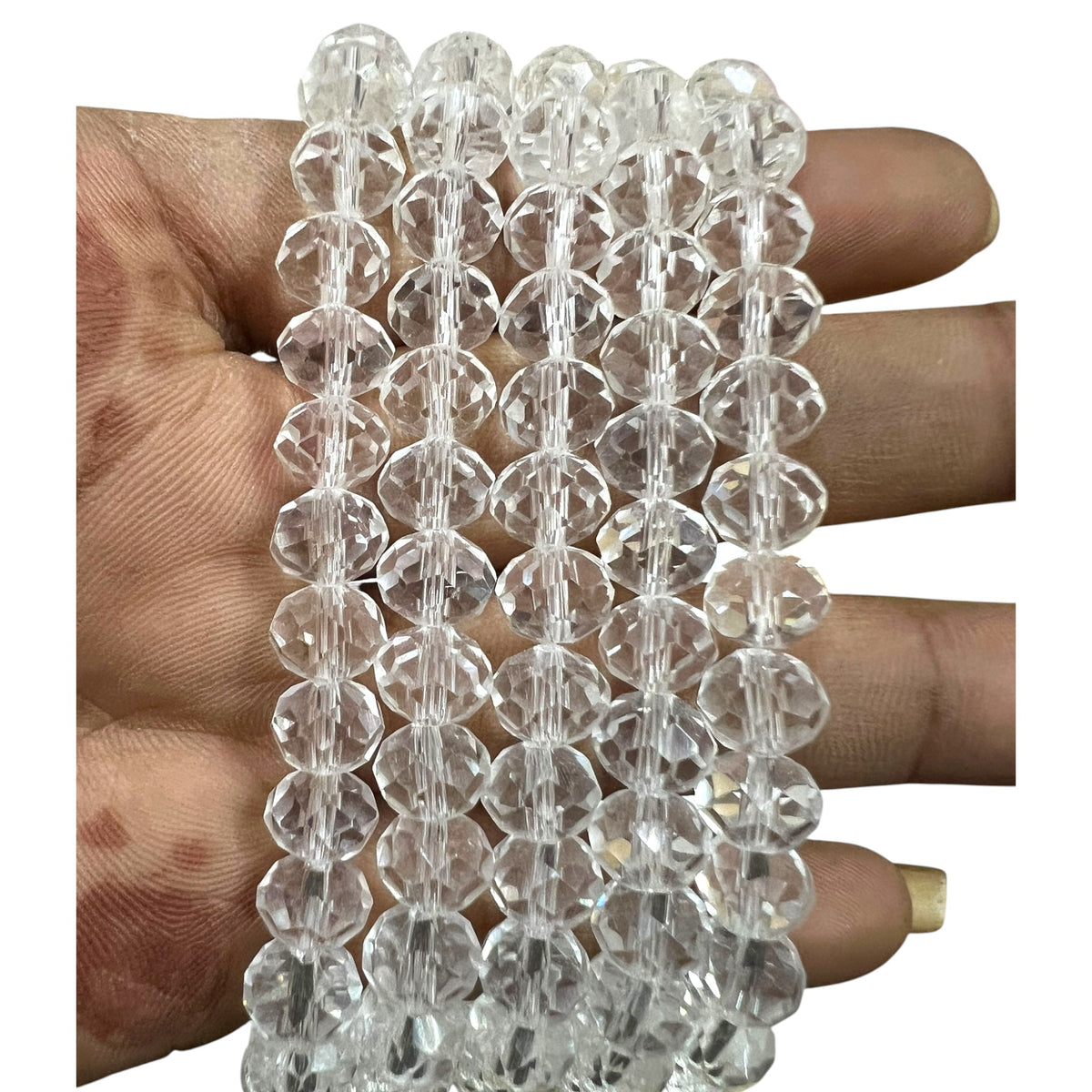 Loose 8mm white rainbow glass crystal round beads with iridescent shimmer for jewellery making