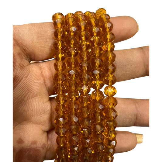 Loose 6mm dark golden transparent glass round crystal beads for DIY jewellery making