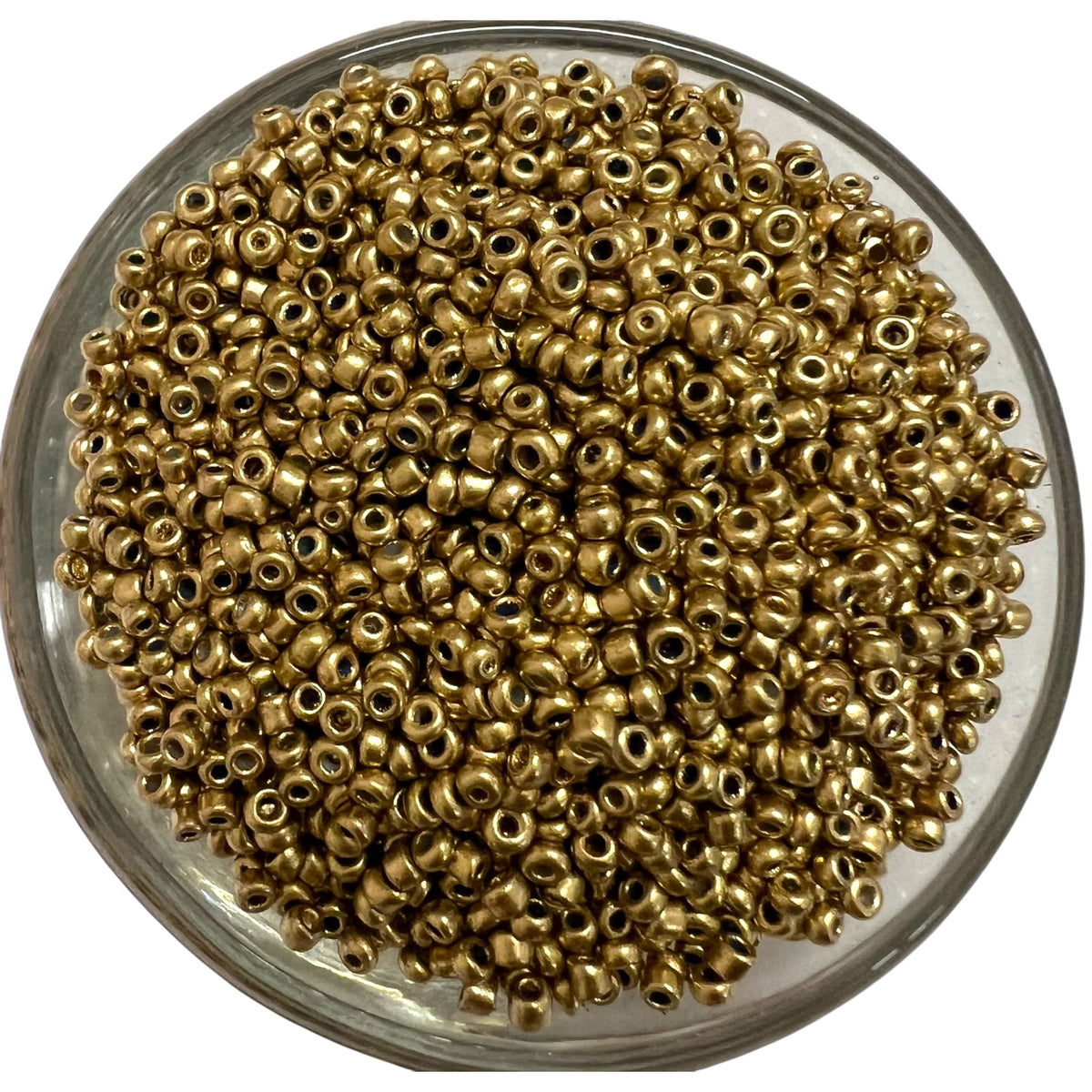 Shiny dull gold sugar seed beads for traditional Aari embroidery and bridal jewellery making