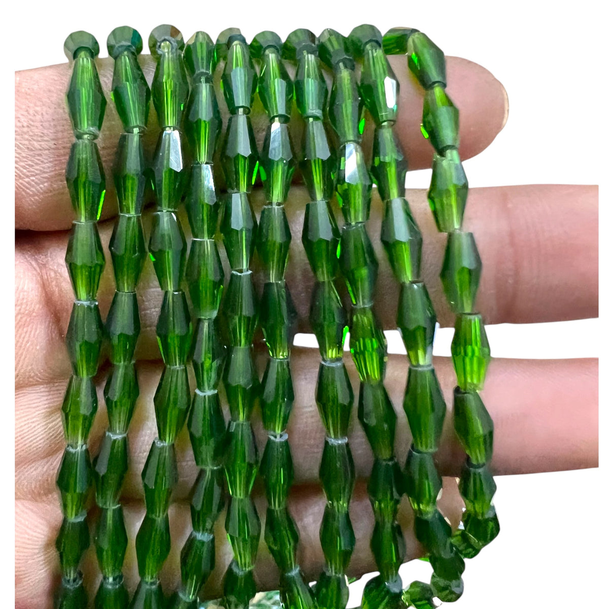 Loose 4x6mm dark green transparent glass crystal oval beads for DIY jewellery making