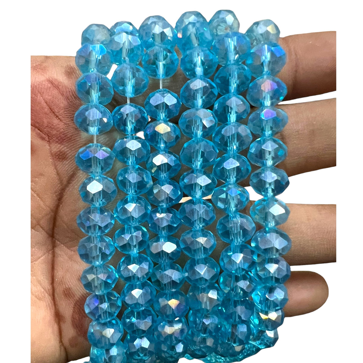 Loose 8mm light blue glass crystal round beads for DIY jewellery making