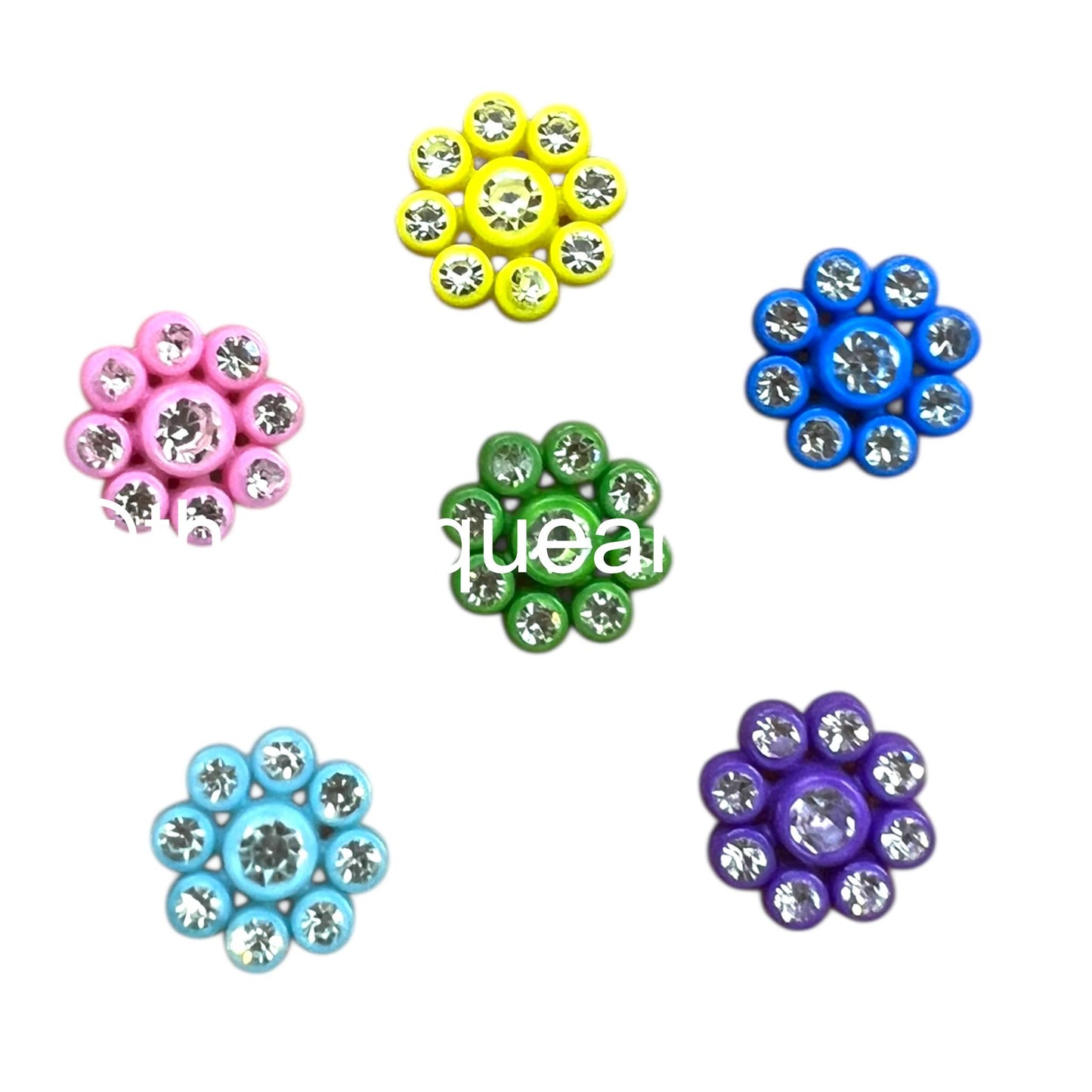 Multicolour 12mm Flower Charms with Zircon Stones