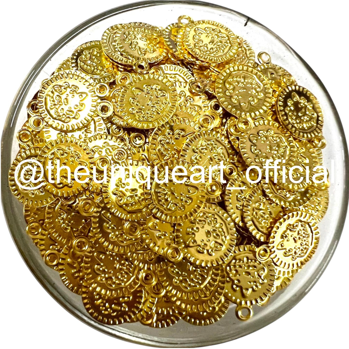 Imported Double Polish Gold Small Lakshmi Coin 10mm / 1cm