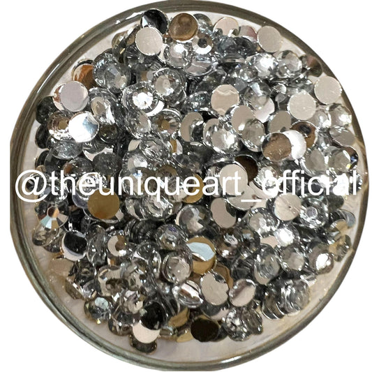 5mm Silver Resiin Kundan Beads