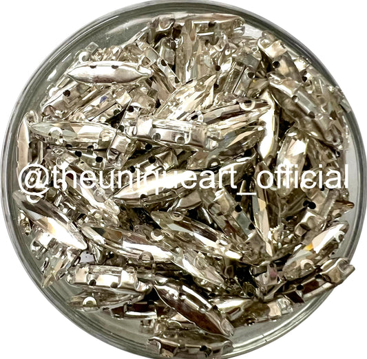 Silver Crystal 4x15 Eye Clip Stones for Jewellery Making