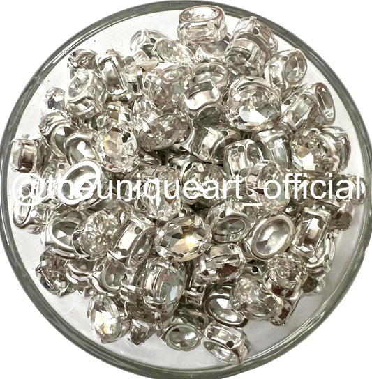 Silver Crystal 6x8mm Oval Faceted Clip Stone for Jewellery & Craft (Copy)