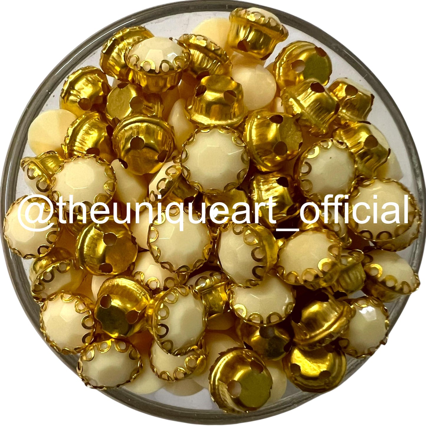 Cream Opaque 8mm Sunflower Clip Stone for Jewellery Making