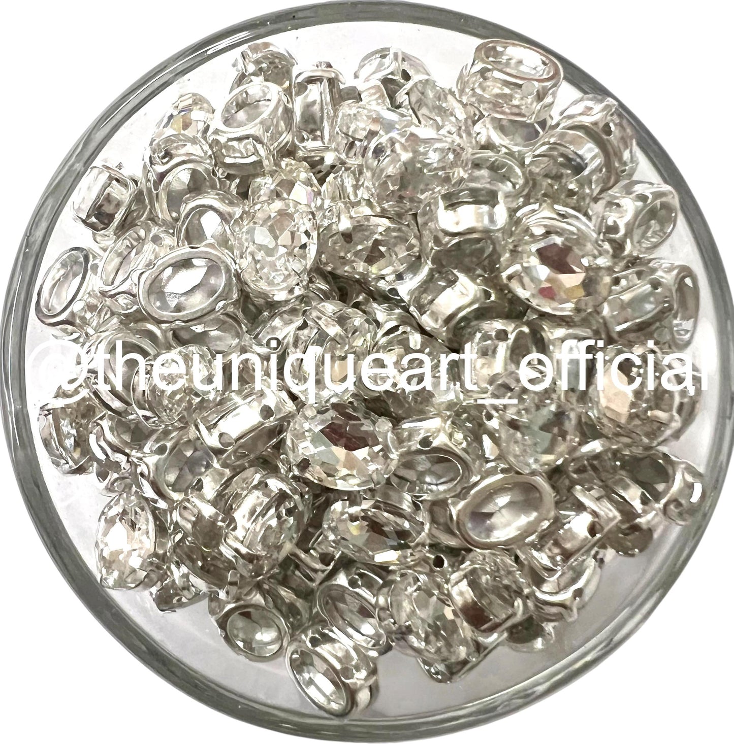 Silver Crystal 8x10mm Oval Clip Stones for Jewellery Making