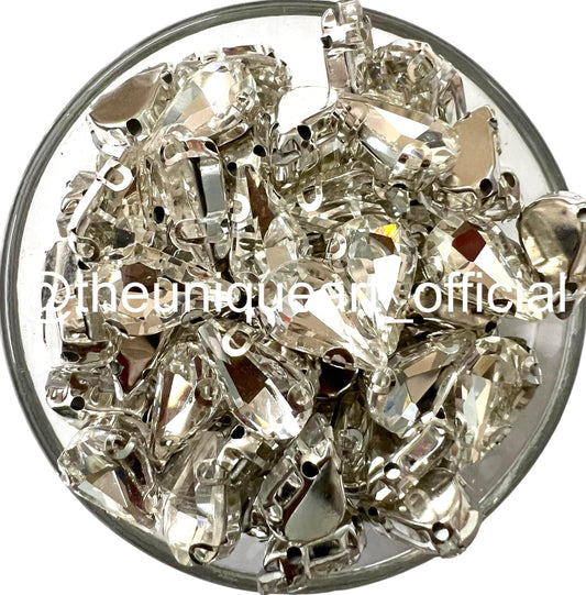 Silver Crystal 8x13mm Drop Clip Stones for Jewellery Making