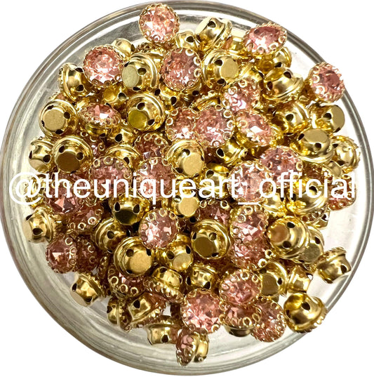 Pink 6mm Round Sunflower Clip Stone