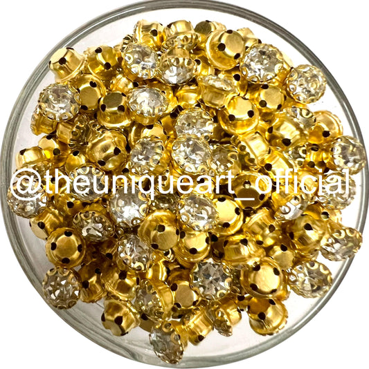 White 6mm Round Sunflower Clip Stone