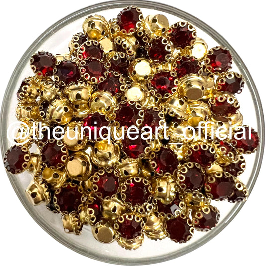 Maroon 6mm Round Sunflower Clip Stone