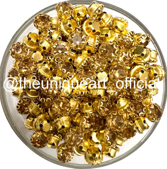 Golden 6mm Round Sunflower Clip Stone