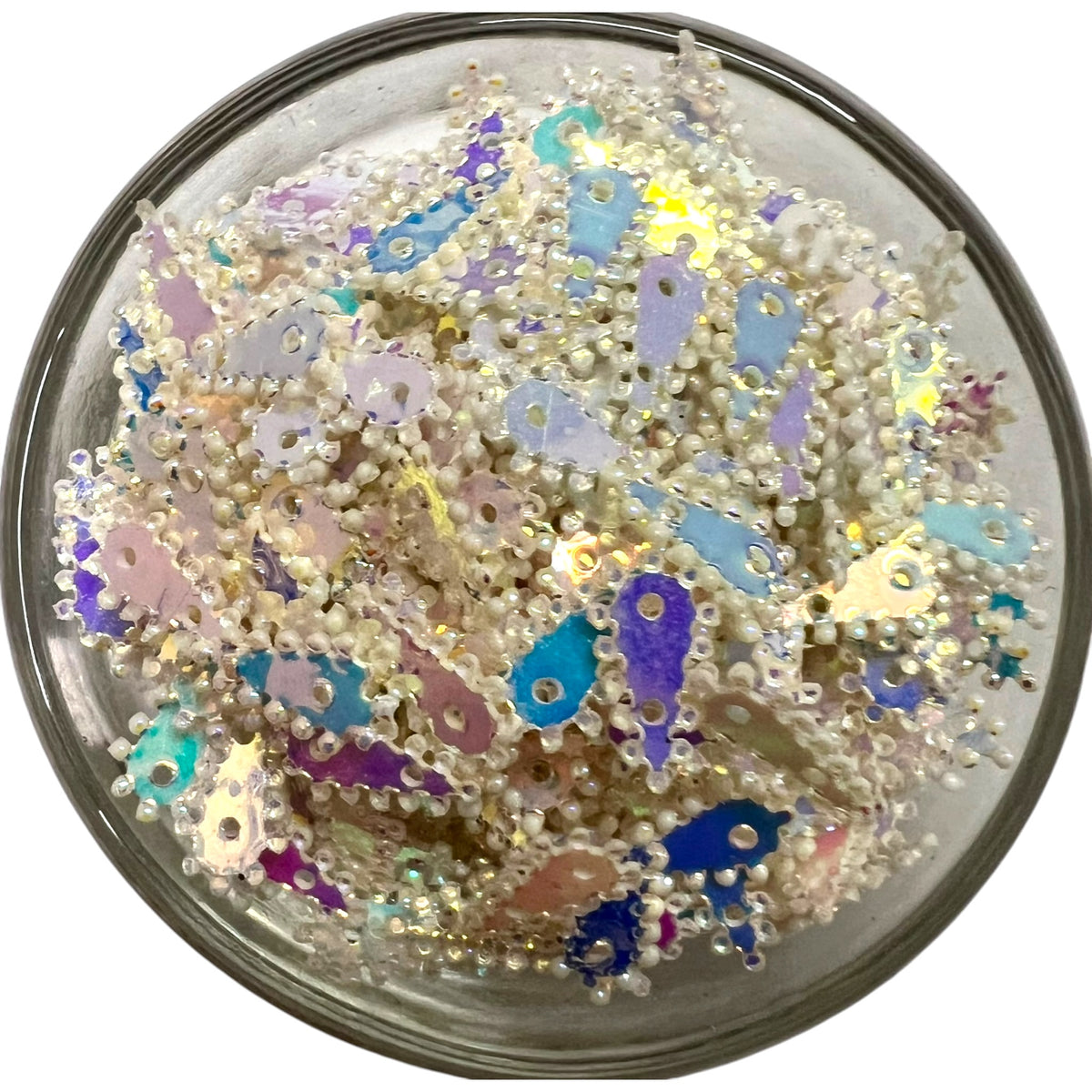 White Rainbow Leaf Sequins