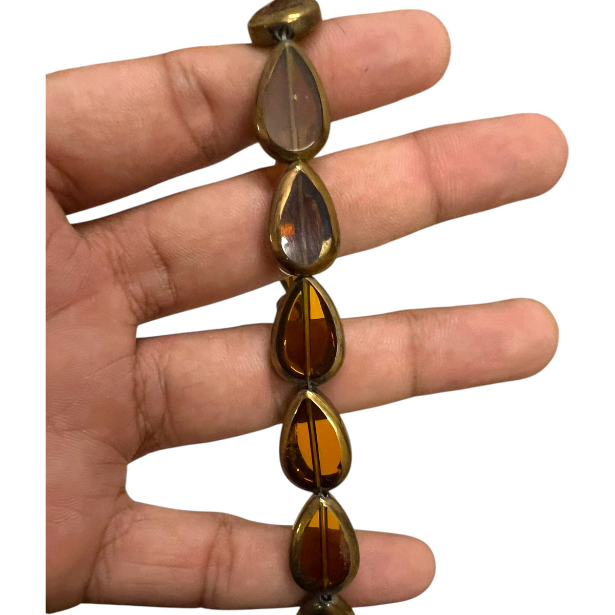 12x18mm Drop Brown Transparent Glass Beads 1 String (20pcs In String)