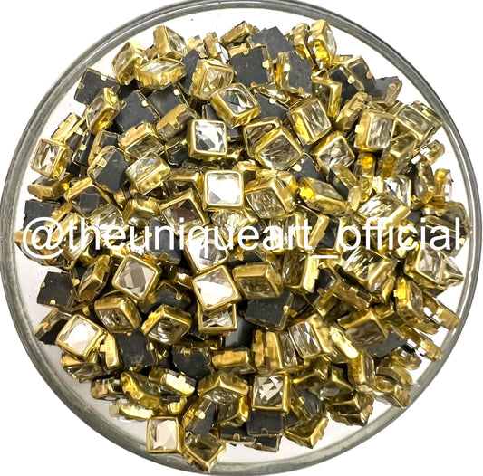 Diamond Cut Square 4x4mm Silver Glossy