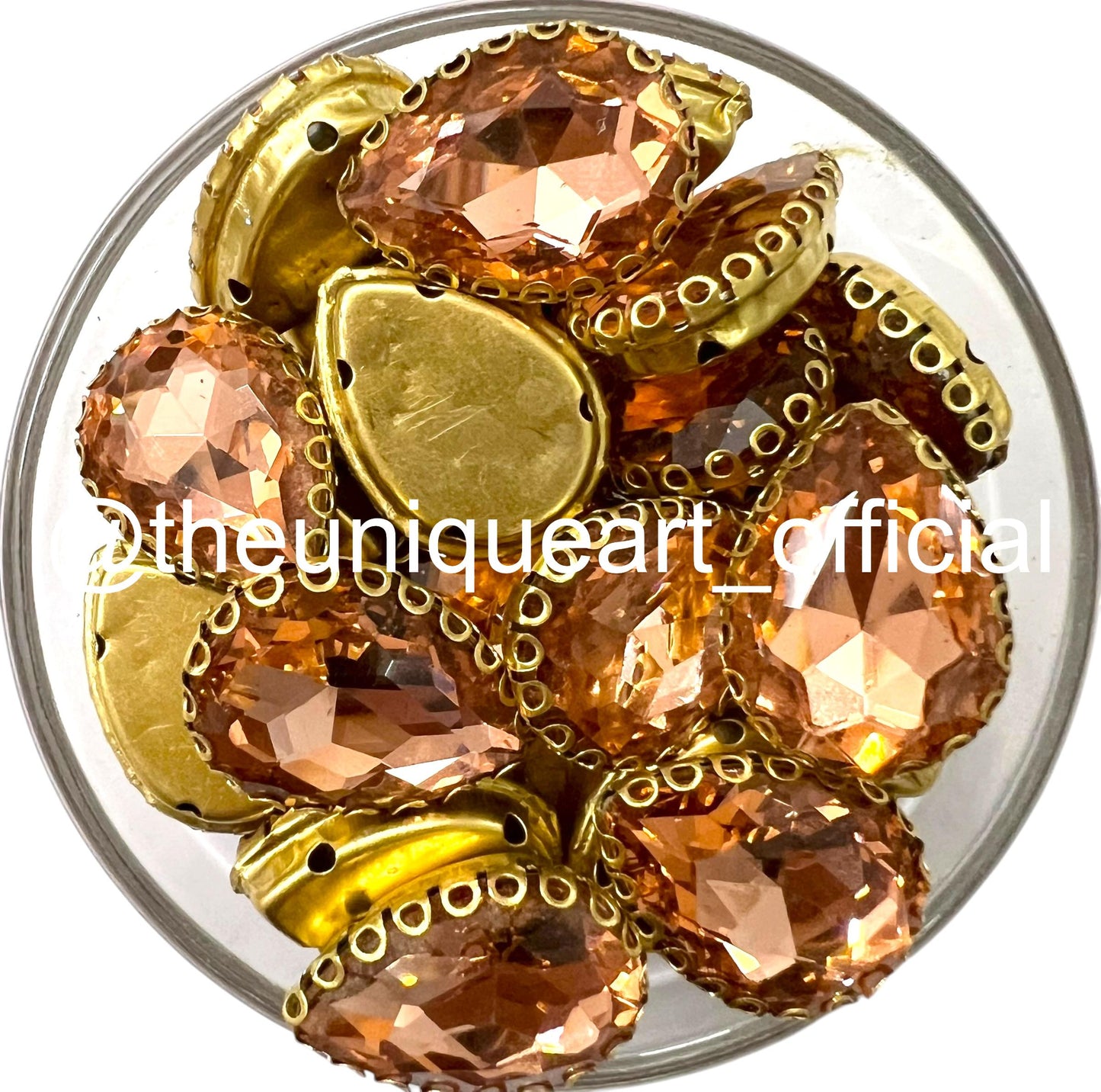 Peach 13x18mm Drop Sunflower Clip Stone