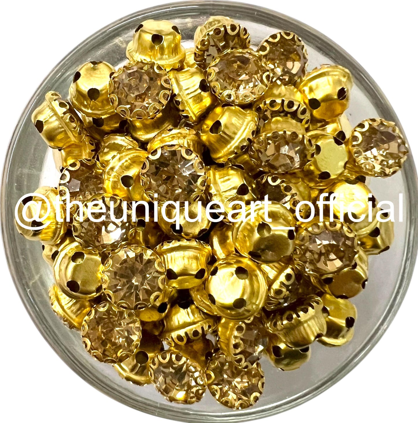 Golden 8mm Round Sunflower Clip Stone