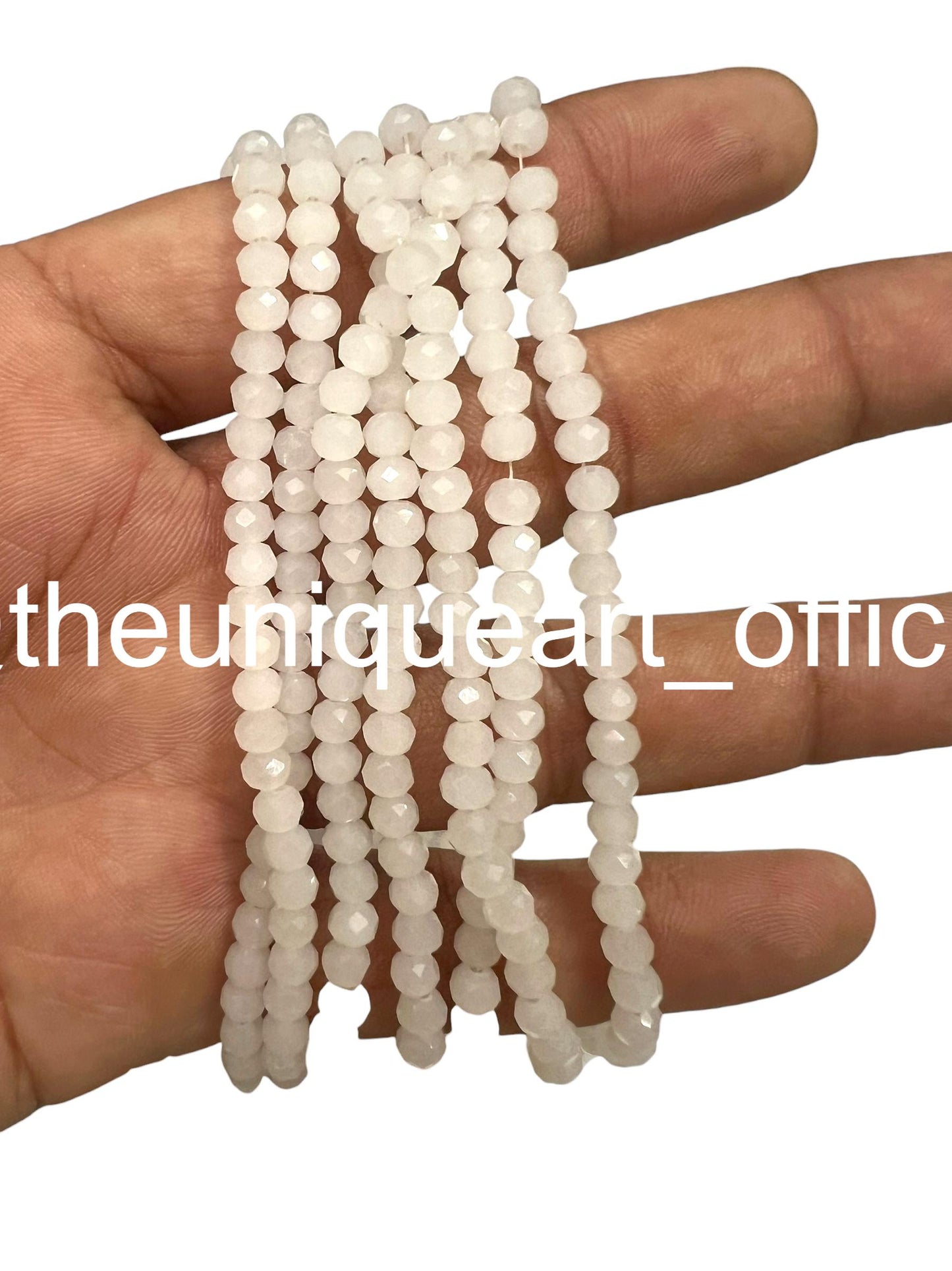 White Opaque 4mm Crystal Beads