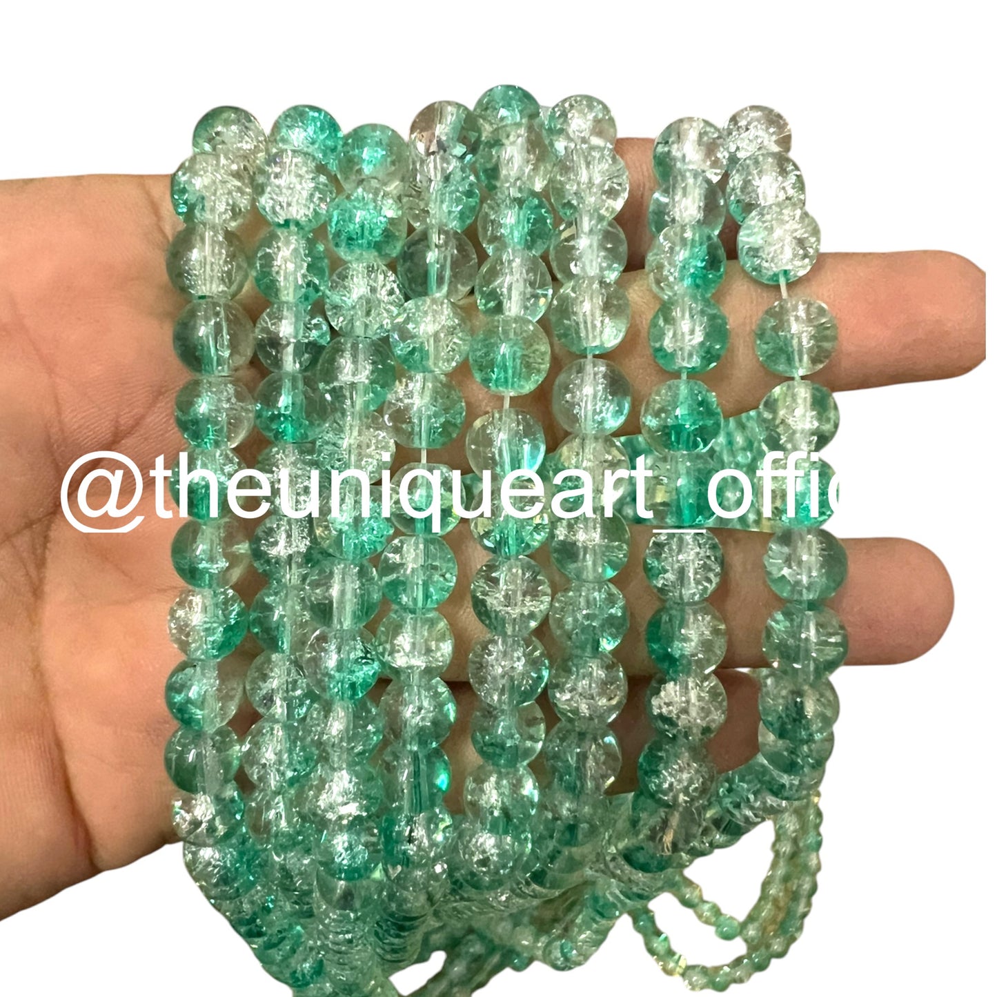 Light Sea Green Crackle Glass Beads 8mm