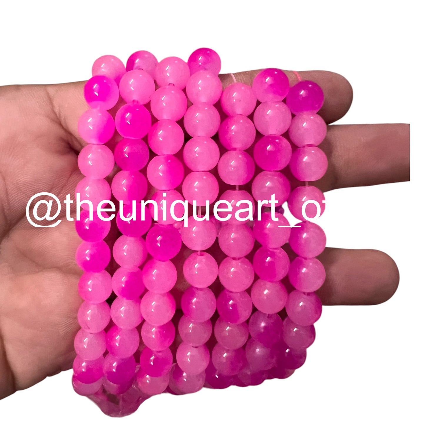 Milky Light Pink & D Pink Jelly Beads 8mm