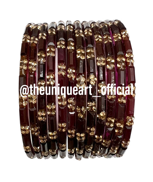 Wine Srivali Glass Bangles