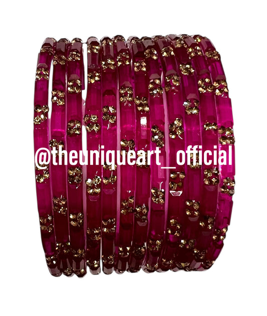 Rani Pink Srivali Glass Bangles