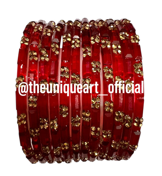 Red Srivali Glass Bangles