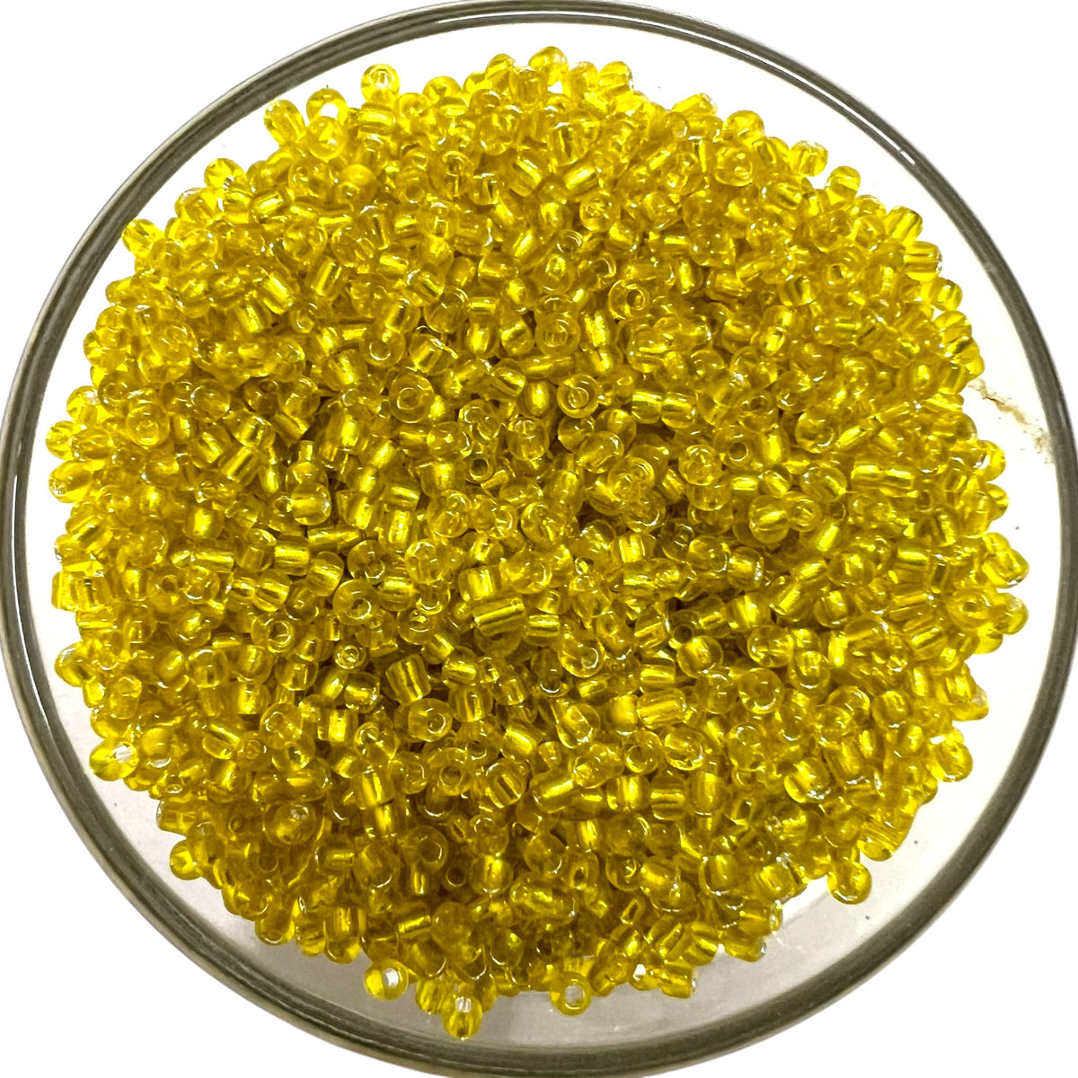 Shiny yellow sugar seed beads for traditional Aari embroidery and bridal jewellery making