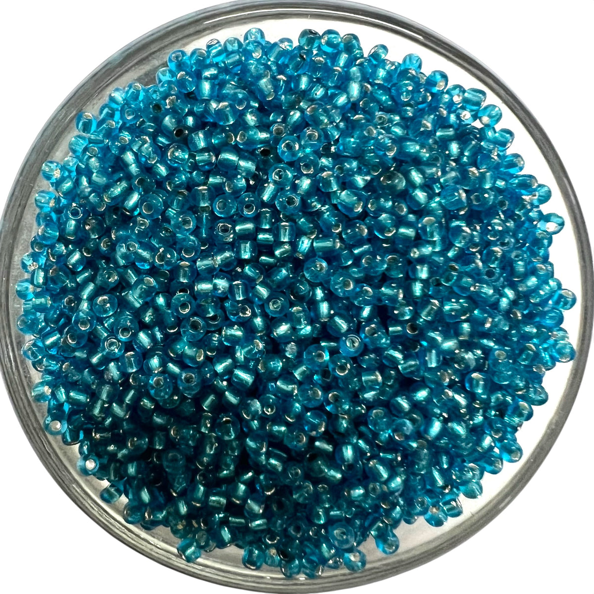 Shiny light blue sugar seed beads for traditional Aari embroidery and bridal jewellery making