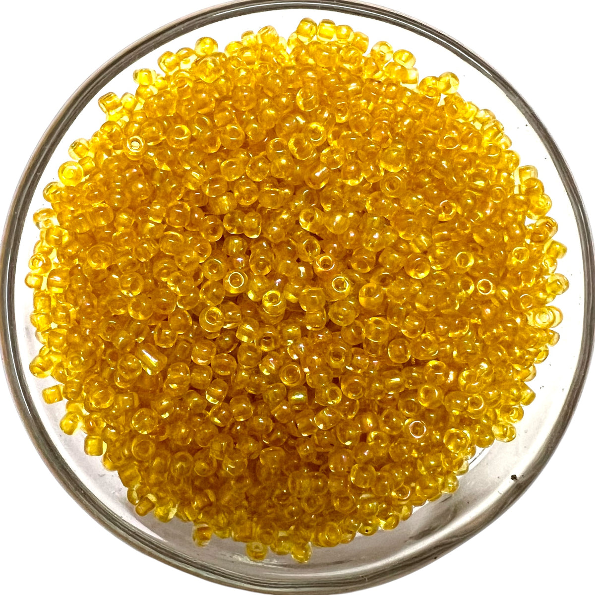 Shiny golden yellow sugar seed beads for traditional Aari embroidery and bridal jewellery making