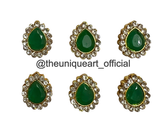 New Medium Green Drop With Border Zircon Stone