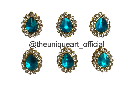 New Medium Light Blue Drop With Border Zircon Stone