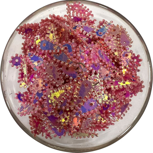 Pink Rainbow Leaf Sequins
