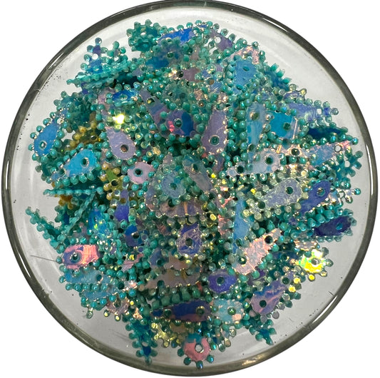 Light Blue Rainbow Leaf Sequins