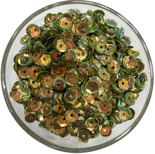 5mm Olive Green Flower Rainbow Sequins
