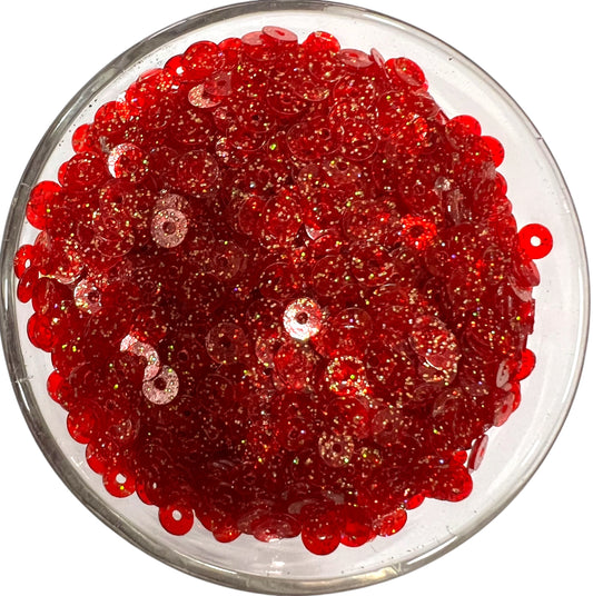 4mm Red Glitter Sequins