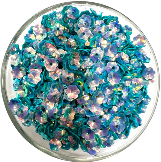 5mm Firozi Flower Rainbow Sequins