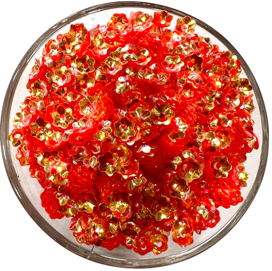5mm Orange Flower Rainbow Sequins