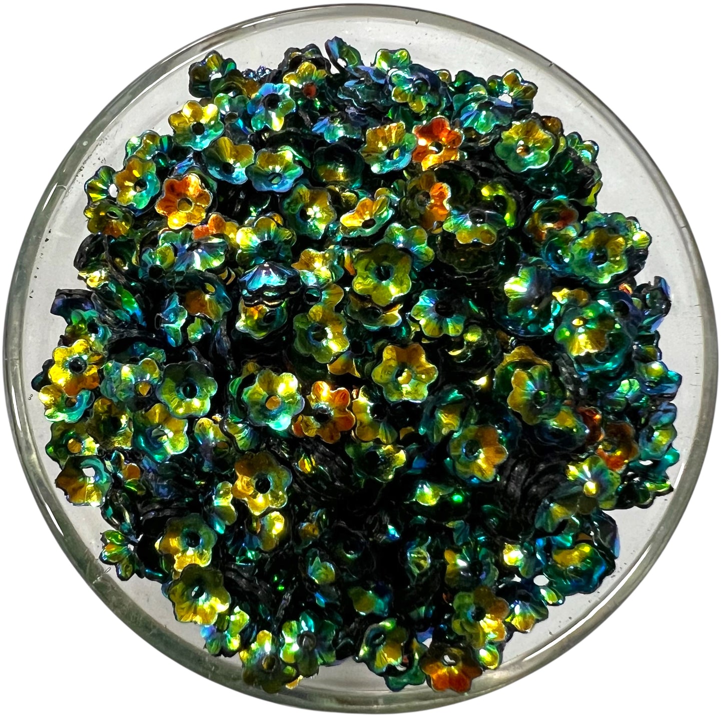 5mm Black Flower Rainbow Sequins