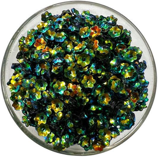5mm Black Flower Rainbow Sequins